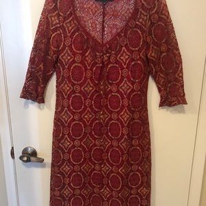Red & gold lace dress